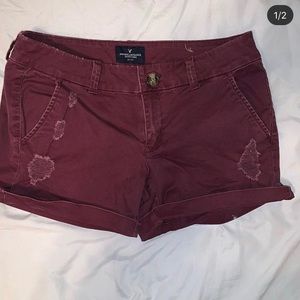Maroon khaki shorts